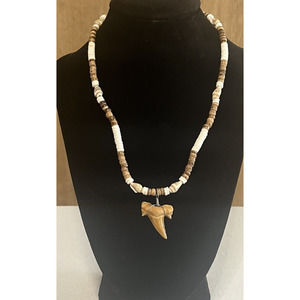blue rica shark tooth pendant necklace